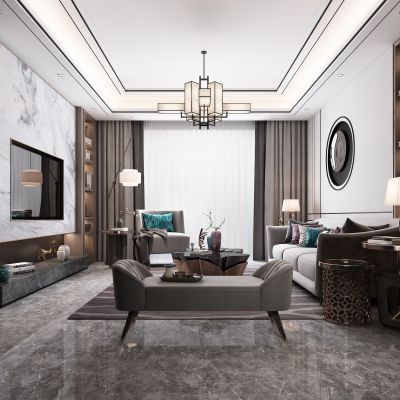 现代客厅 电视墙