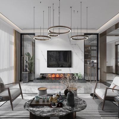 新中式客厅 电视墙