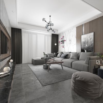 现代客厅 布艺沙发