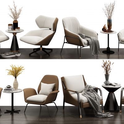 现代休闲椅边几组合