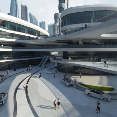 现代未来科幻办公室外场景科幻城市