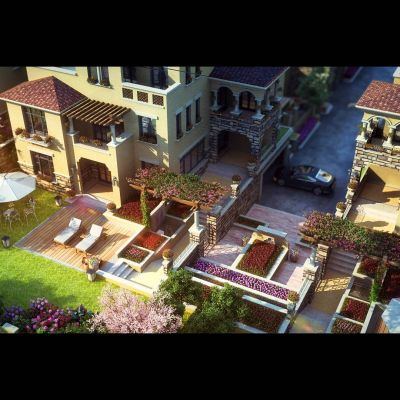 现代地产小区住宅庭院景观