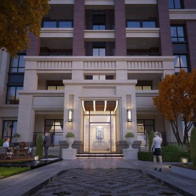 现代地产小区入户门头