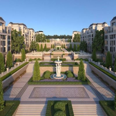 现代地产小区中轴景观