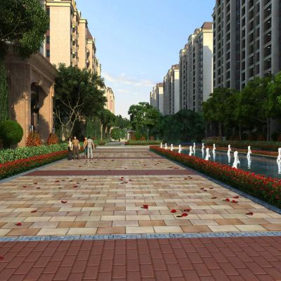 现代地产小区景观中轴