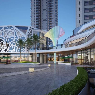 现代夜景商业街商场室外