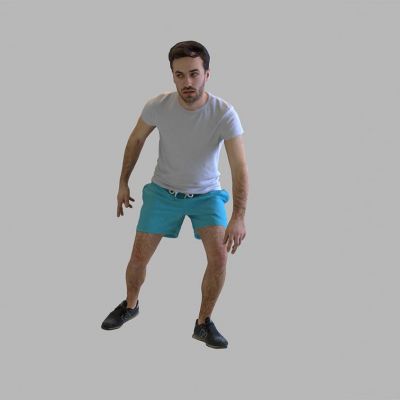 打沙滩排球运动的男人