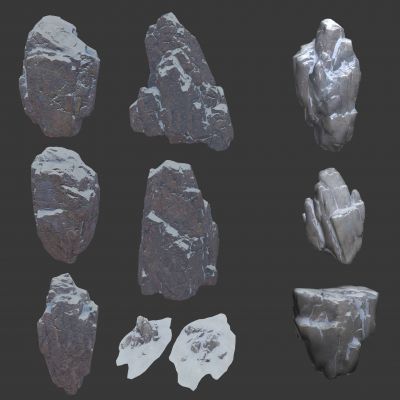 现代石头岩石山体低模