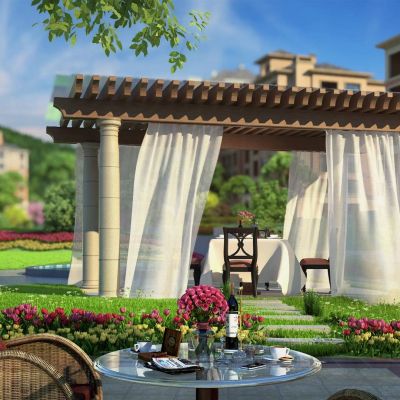 现代地产小区休息亭子凉亭