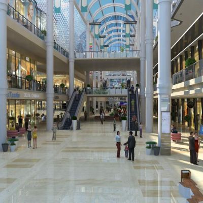 现代商场入口挑空大空间