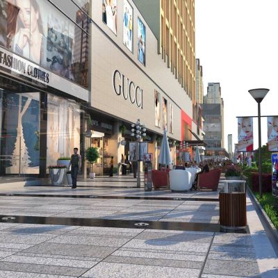 现代地产商业街日景