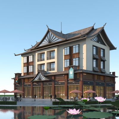 傣族商业街，东南亚商业综合楼