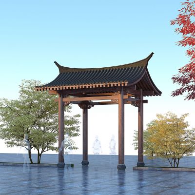 中式亭子，古建凉亭3D模型