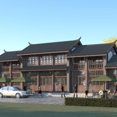 中式古建筑商业街，传统民居