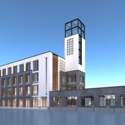 现代办公楼，新中式商业街