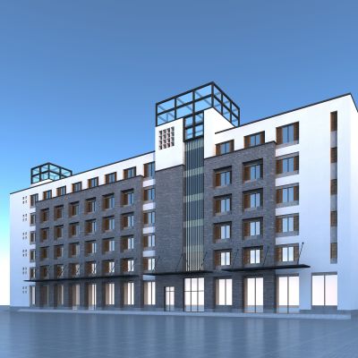 现代办公楼，新中式商业街