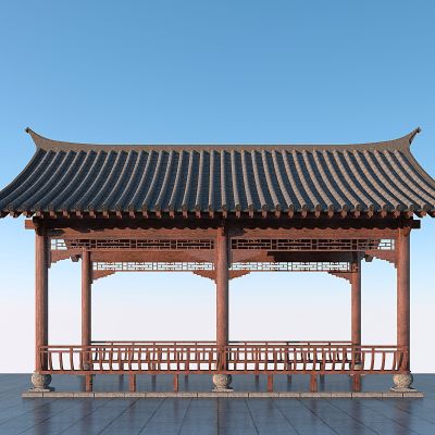 中式长廊，古建筑休闲长廊