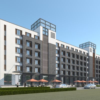 现代办公楼，新中式商业街