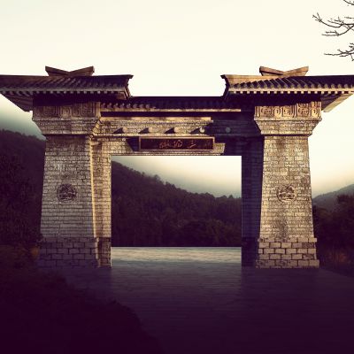 中式古建大门，古代宫阙楼