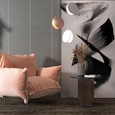 现代休闲椅 挂画