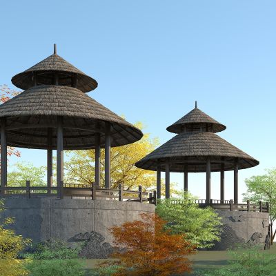 茅草亭子，观景亭