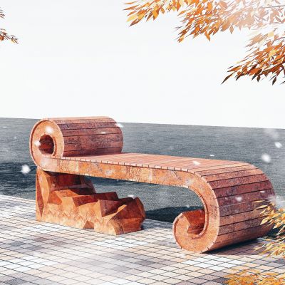 景观长椅，书简雕塑，公园座椅