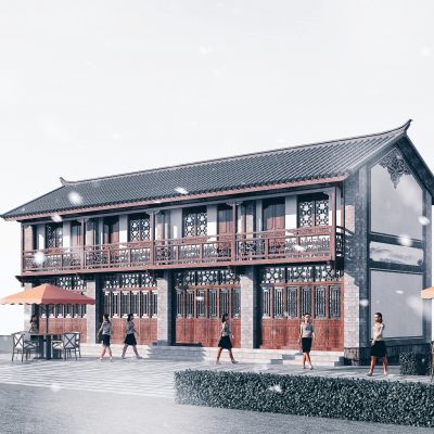 中式商业街，古建传统民房