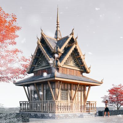 东南亚商业街，酒店，版纳建筑，傣族民居