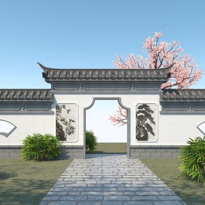 中式景墙，庭院大门