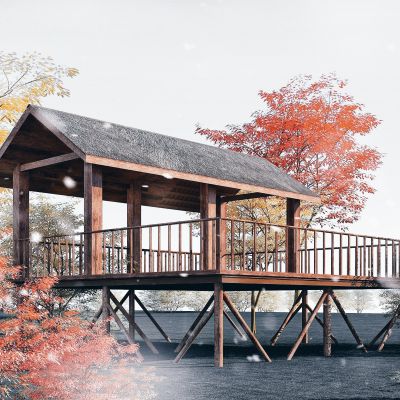 现代凉亭，木屋，观景亭