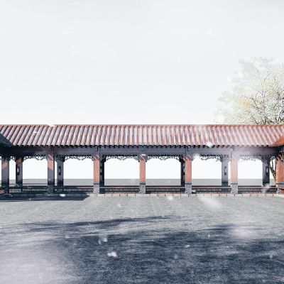 新中式长廊3D模型