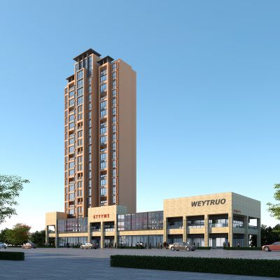 现代商业街，高层住宅