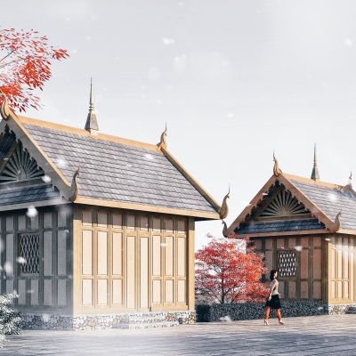 东南亚商业街，酒店，版纳建筑，傣族民居