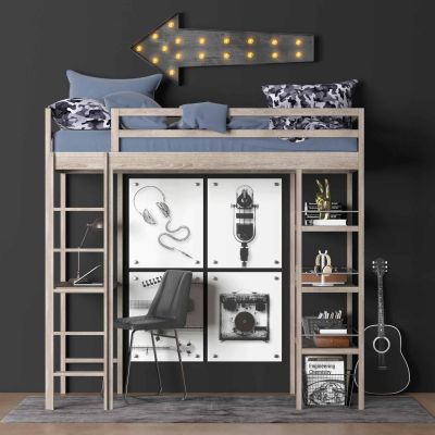 儿童床，工作台，书桌，吉他