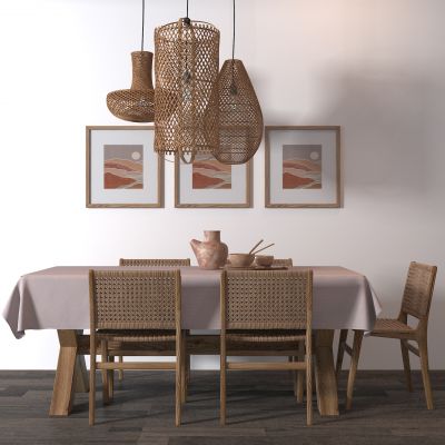 东南亚藤编餐桌