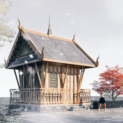 东南亚商业街，酒店，版纳建筑，傣族民居