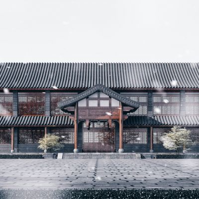 中式酒店，古建商业楼房