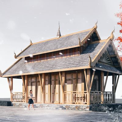 东南亚商业街，版纳建筑，傣族民居