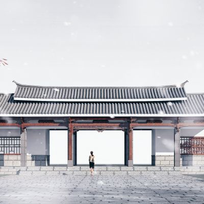 中式大门，古建公园大门，中式售票大门