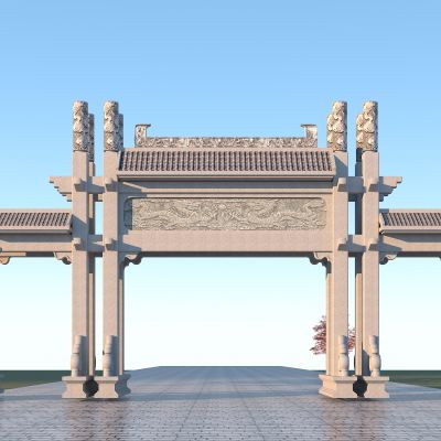 中式石牌坊古建大门