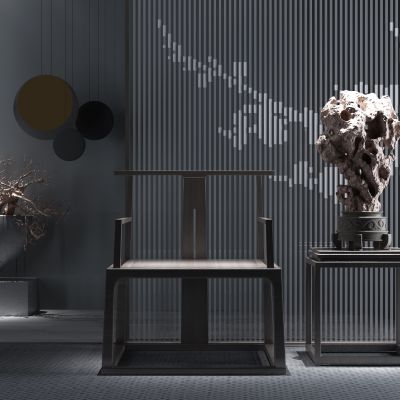 新中式休闲椅 盆景