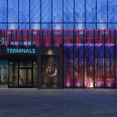 工业风餐厅门头3D模型