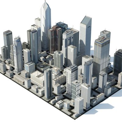 现代建筑群，城市建筑，鸟瞰建筑，建筑配楼，商业裙楼，贴图建筑，鸟瞰配楼