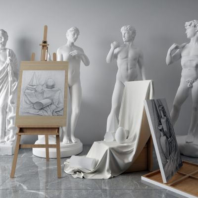 现代石膏人像 画板