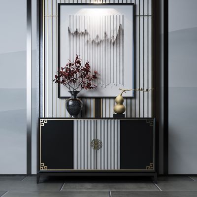 新中式玄关柜，玄关柜，边柜