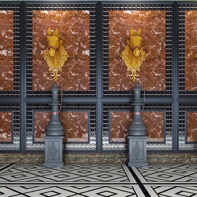 背景墙，装饰品，马头，