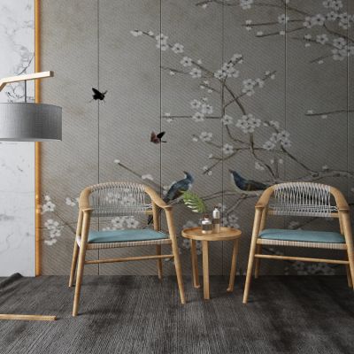 新中式休闲椅 落地灯