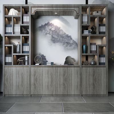 新中式书柜，书柜，博古架