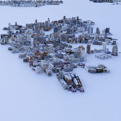 现代夜景配楼 城市配楼