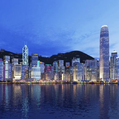 现代建筑群，商业建筑群，夜景建筑群，城市夜景，香港夜景，维多利亚港